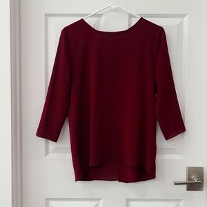 Ann Taylor Maroon 3/4 Sheer Sleeve Blouse | Size S